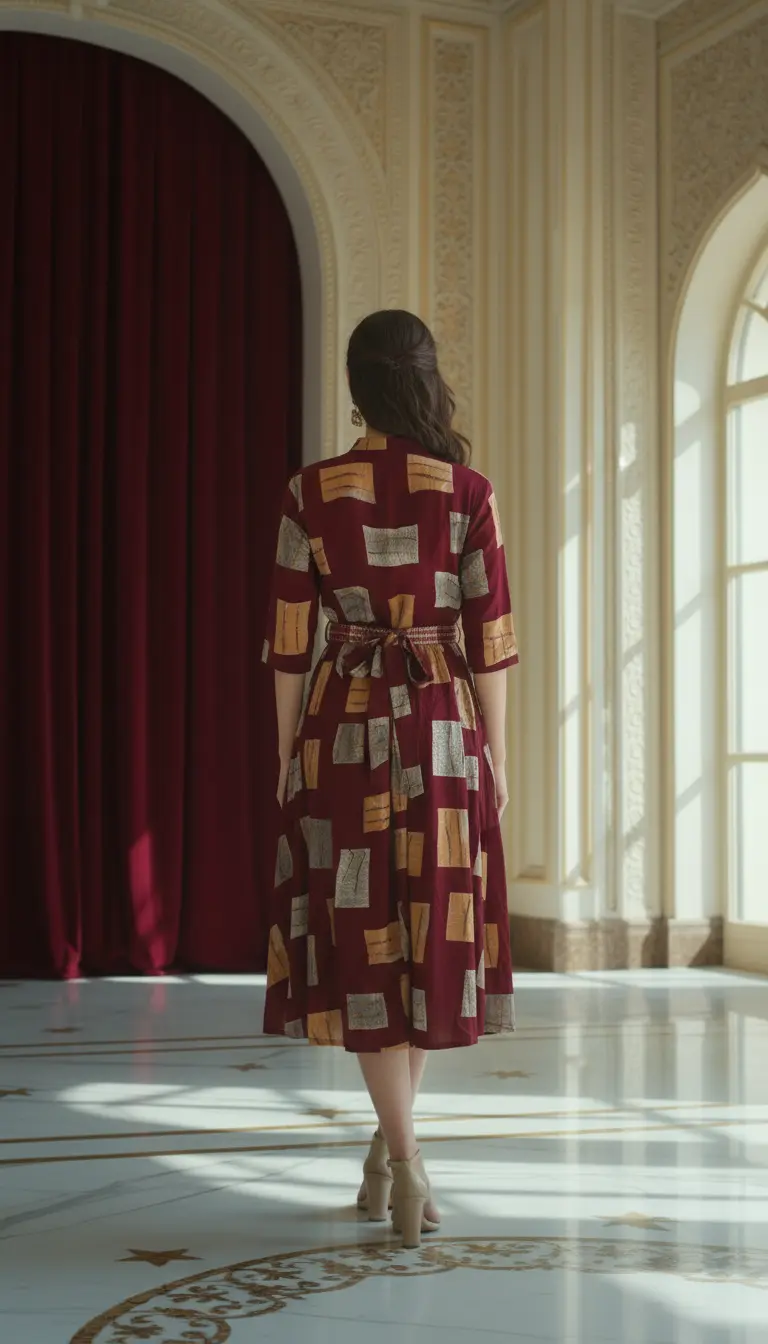 Shirred Waist Midi Dress