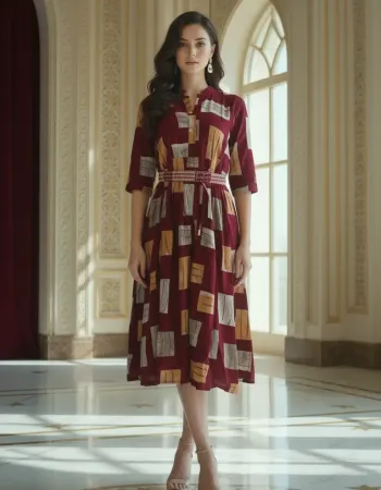 Shirred Waist Midi Dress