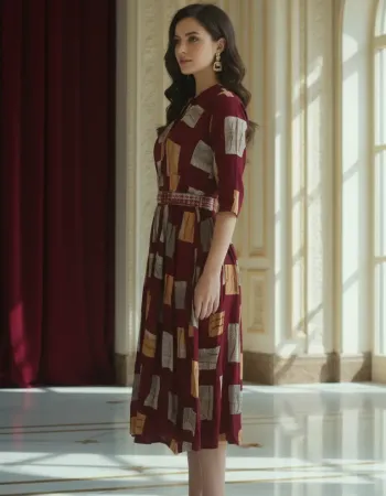 Shirred Waist Midi Dress