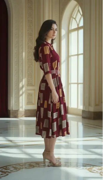 Shirred Waist Midi Dress