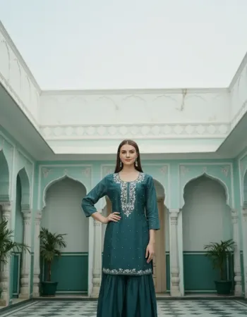 Teal Shimmer Sharara