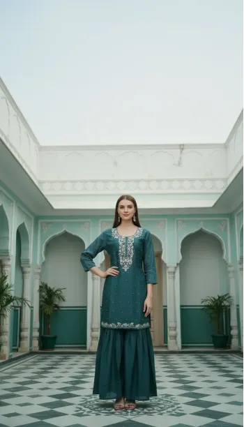 Teal Shimmer Sharara