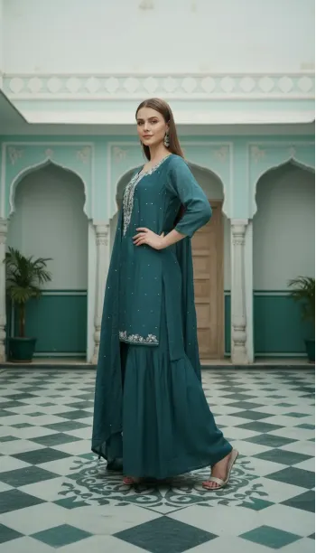 Teal Shimmer Sharara