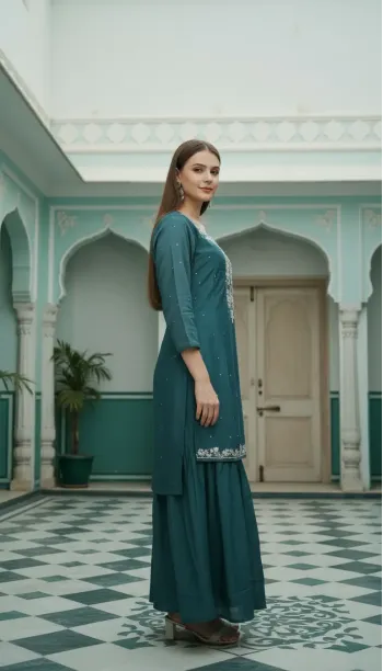 Teal Shimmer Sharara