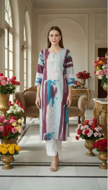 Tie-Dye Print Straight Kurta