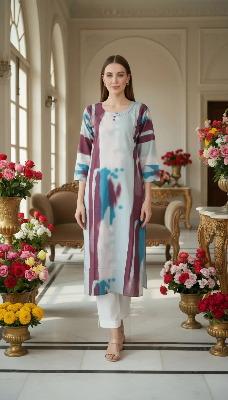 Tie-Dye Print Straight Kurta