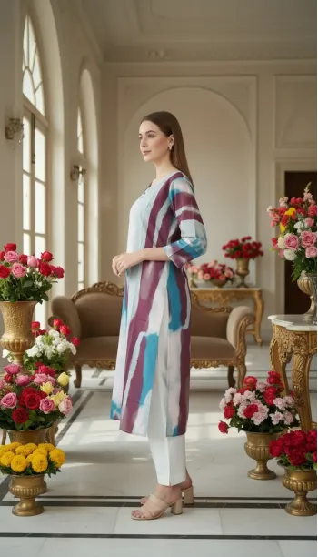 Tie-Dye Print Straight Kurta