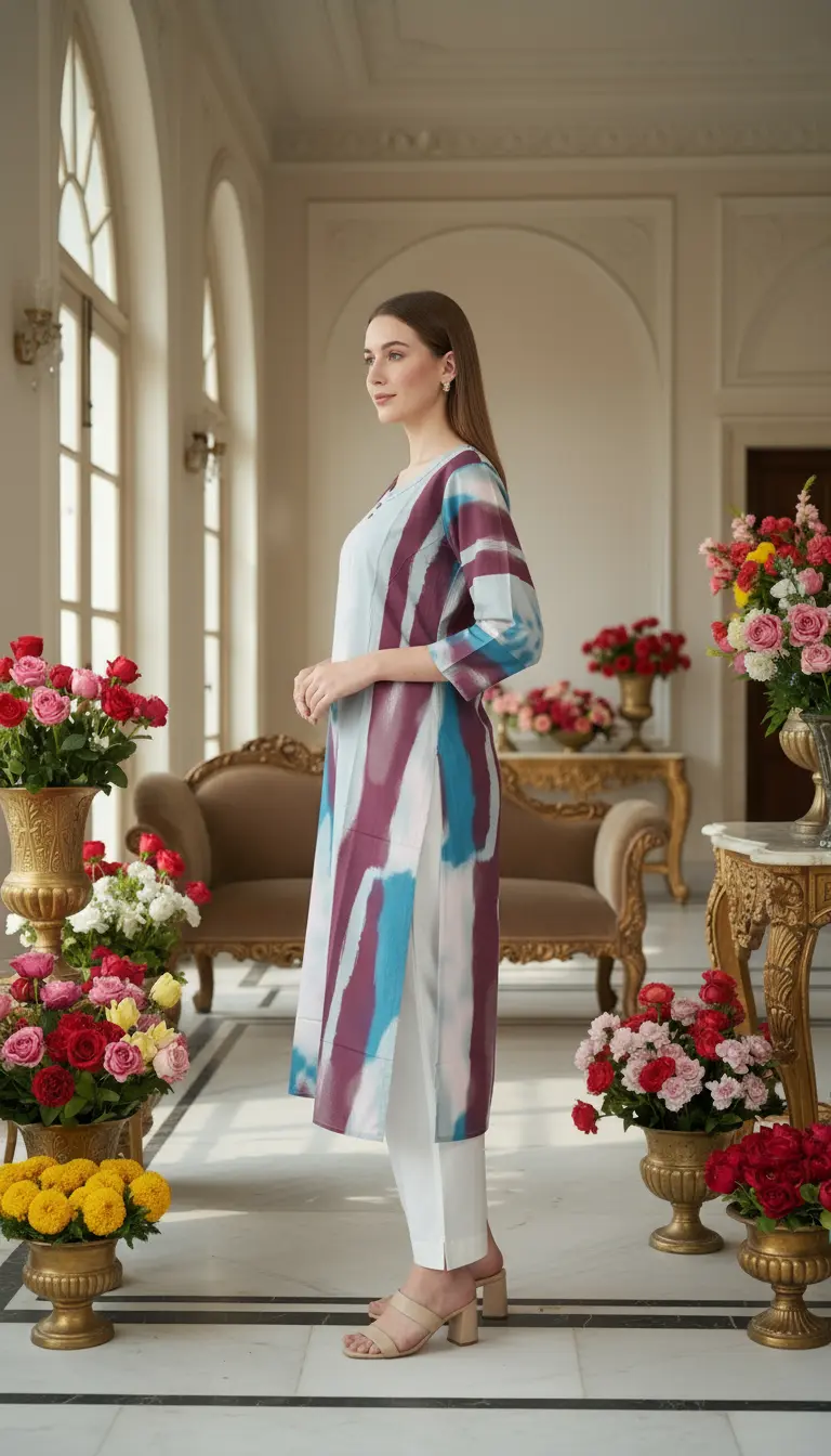 Tie-Dye Print Straight Kurta