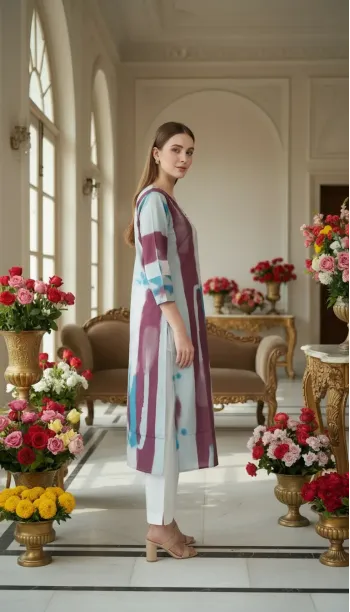 Tie-Dye Print Straight Kurta