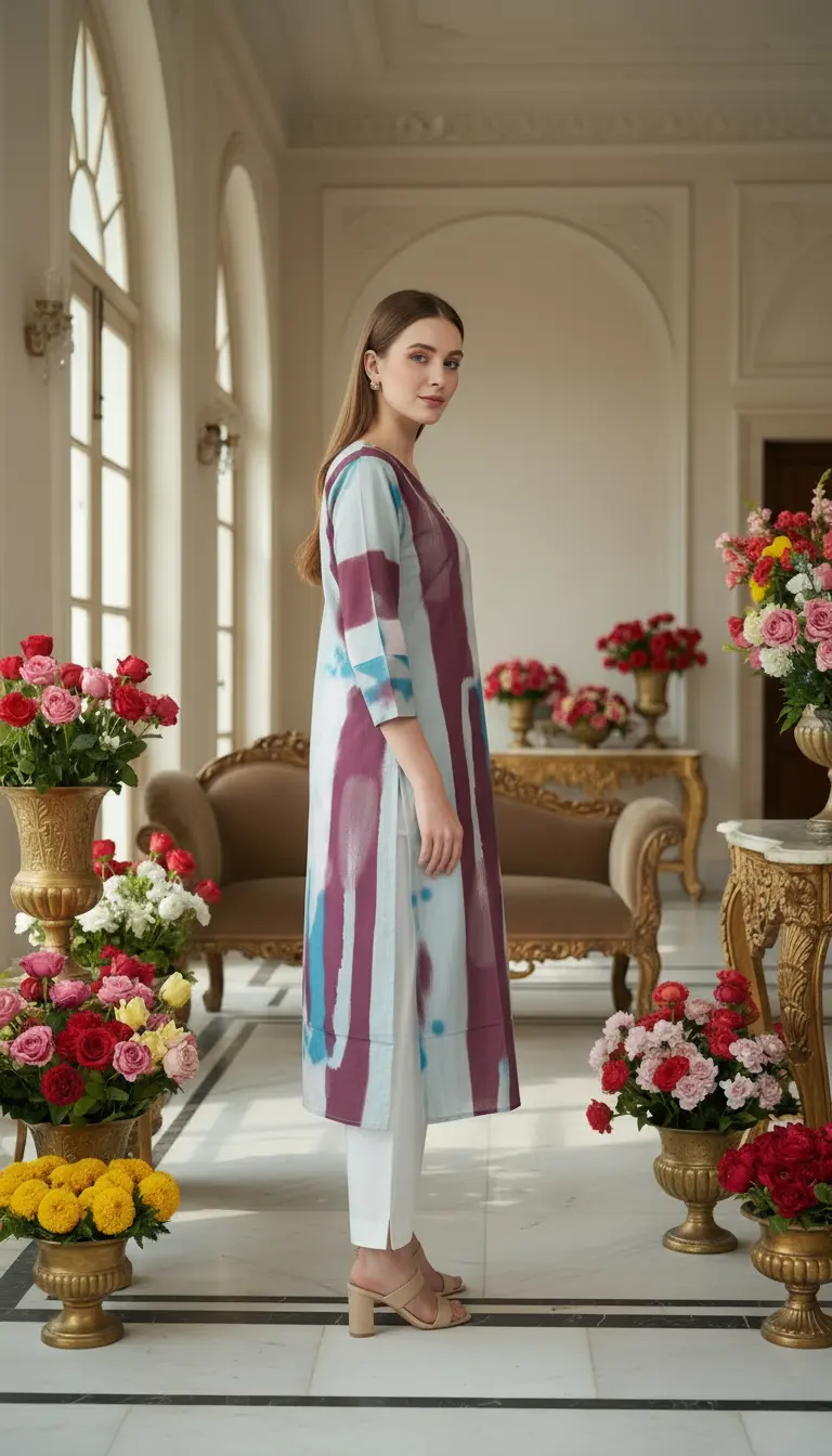 Tie-Dye Print Straight Kurta