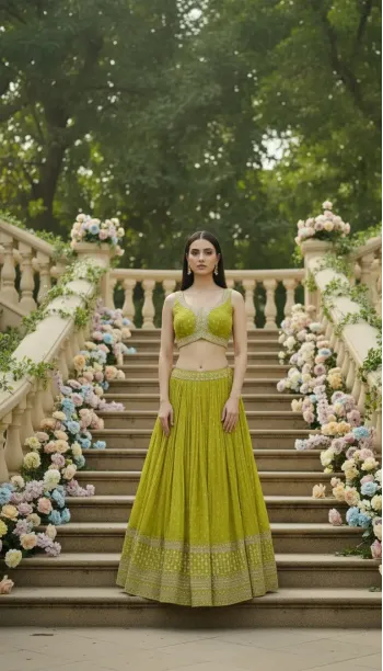Chartreuse Lehenga Set