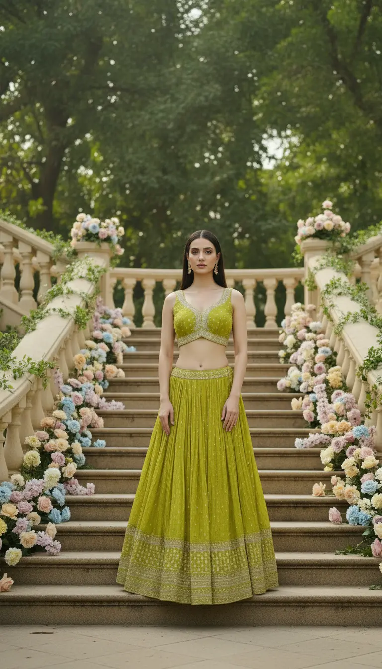 Chartreuse Lehenga Set