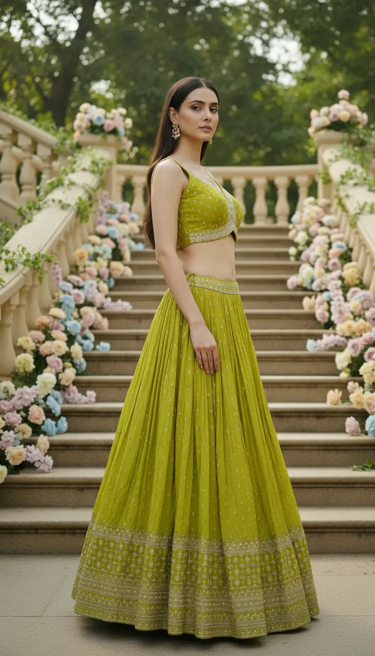 Chartreuse Lehenga Set