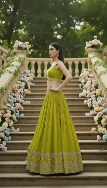 Chartreuse Lehenga Set