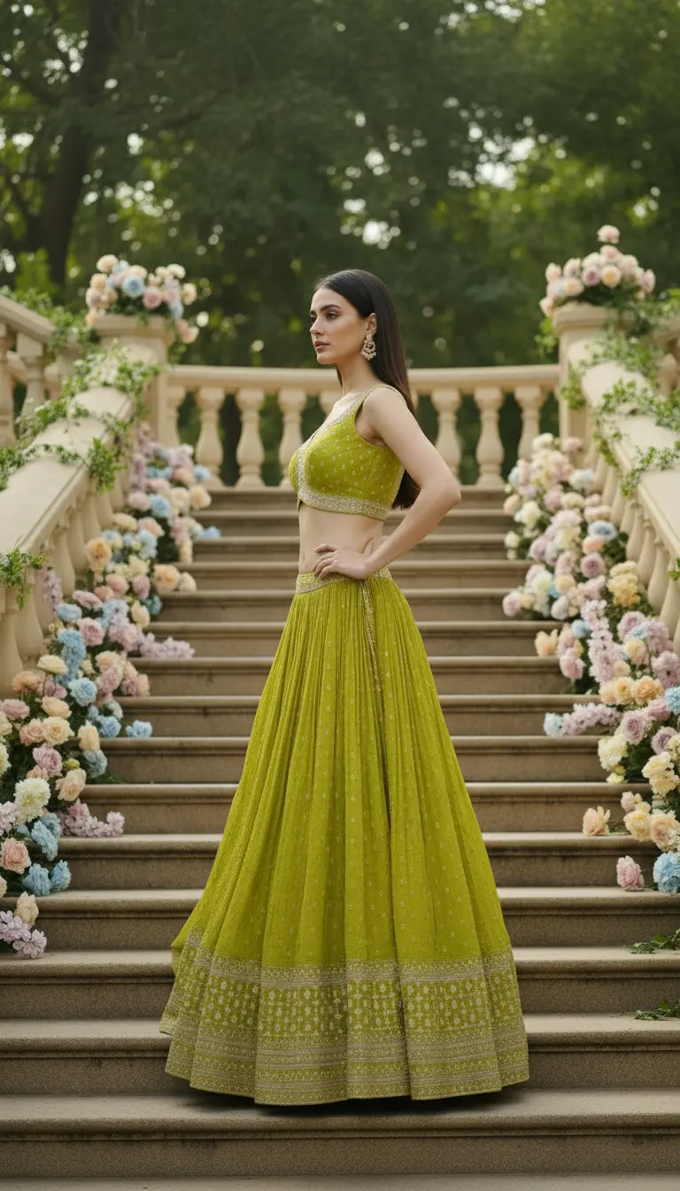 Chartreuse Lehenga Set