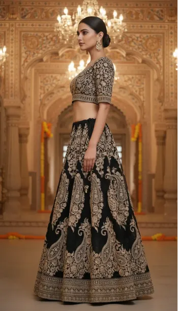 Noir Paisley Lehenga