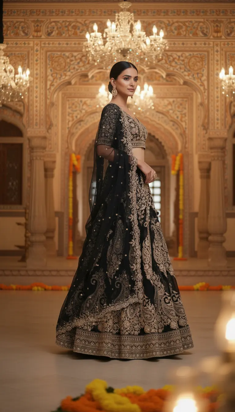 Noir Paisley Lehenga
