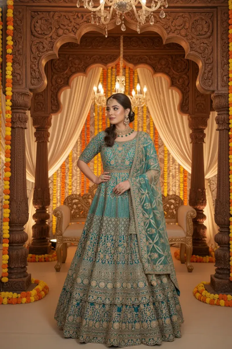 Zari Embroidered Semi Material Gown