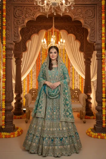 Zari Embroidered Semi Material Gown