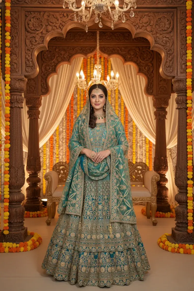 Zari Embroidered Semi Material Gown