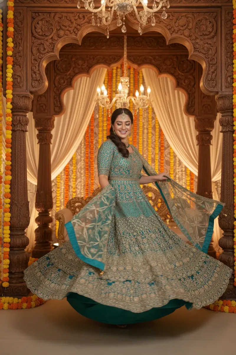 Zari Embroidered Semi Material Gown