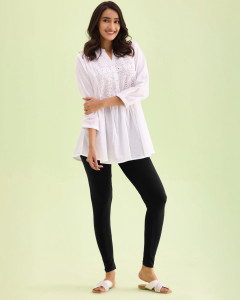 Women Black Solid Formal Contemporary Fit Leggins