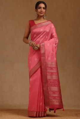 Blush Pink Tussar Warli Pattu